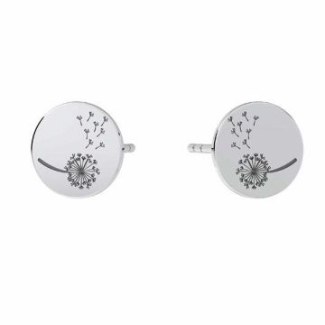 Dandelion earrings, sterling silver 925, KLS LKM-2989 - 0,50 8x8 mm (L+P)*RH - White Rhodium Plated