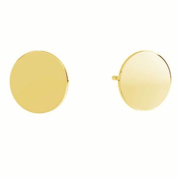 Round earrings, sterling silver 925, KLS LKM-3000 - 0,50 10x10 mm*24K - Gold Plated - 0,4 µm