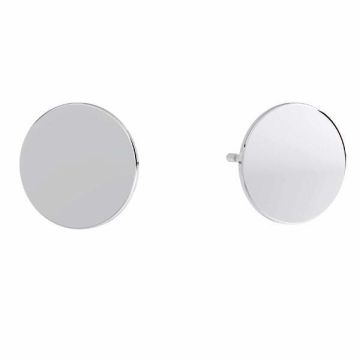 Round earrings, sterling silver 925, KLS LKM-3000 - 0,50 10x10 mm*RH - White Rhodium Plated