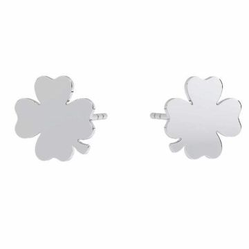 Clover flower earring, sterling silver 925, KLS LKM-3003 - 0,50 10x10 mm (L+R)*RH - White Rhodium Plated