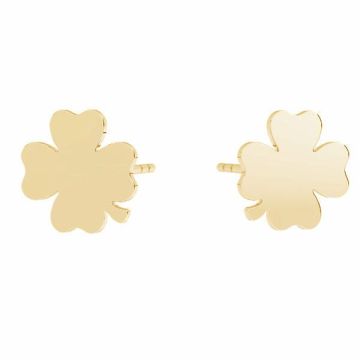 Clover flower earring, sterling silver 925, KLS LKM-3003 - 0,50 10x10 mm (L+R)*18K - Light Yellow Gold Plated - 0,4 µm