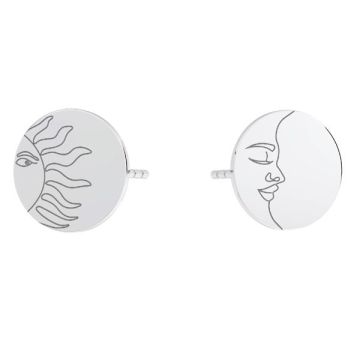 Sun & moon earrings, sterling silver 925, KLS LKM-3004 - 0,50 10x10 mm (L+P)