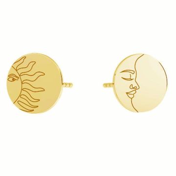 Sun & moon earrings, sterling silver 925, KLS LKM-3004 - 0,50 10x10 mm (L+P)*24K - Gold Plated - 0,4 µm