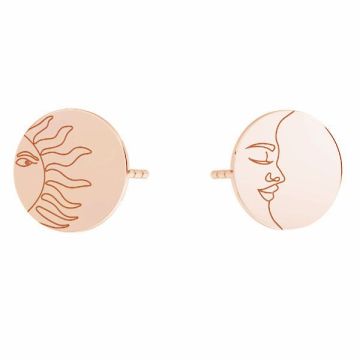 Sun & moon earrings, sterling silver 925, KLS LKM-3004 - 0,50 10x10 mm (L+P)*18K - Rose Gold Plated - 0,4 µm