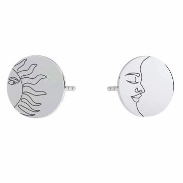 Sun & moon earrings, sterling silver 925, KLS LKM-3004 - 0,50 10x10 mm (L+P)*RH - White Rhodium Plated