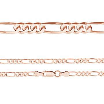 Bransoleta łańcuszkowa - typu Figaro*srebro AG 925*pokryte 18K złotem (różowe) - 0,4 µm