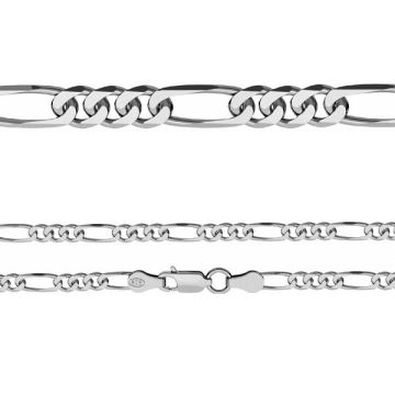 Bransoleta łańcuszkowa - typu Figaro*srebro AG 925*pokryte platyną (PT)