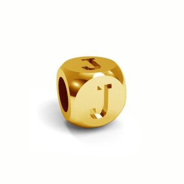 Pendentif - cube avec lettre J*argent 925*24K - Plaque avec de l'or - 0,4 µm