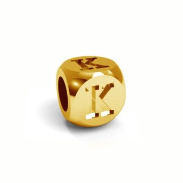 Pendentif - cube avec lettre K*argent 925*24K - Plaque avec de l'or - 0,4 µm