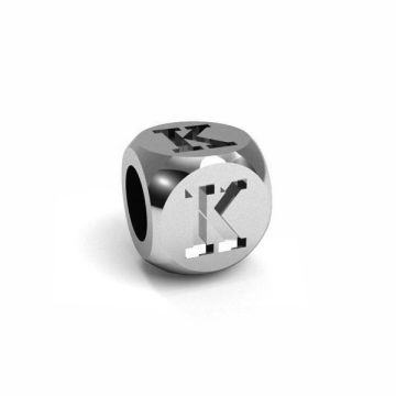 Pendentif - cube avec lettre K*argent 925*PT - platine