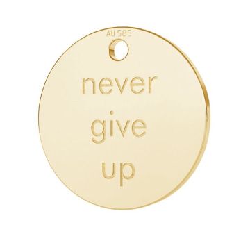 Never give up round pendant*gold 585*Gold AU 585, 14K