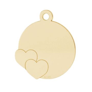 Round pendant, hearts*gold 585*Gold AU 585, 14K