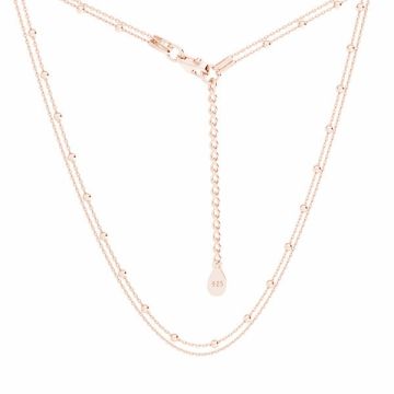 Chaîne tressée, argent 925, PLE 2S A 030 50 cm*18K - Plaque avec de l'or rose - 0,4 µm