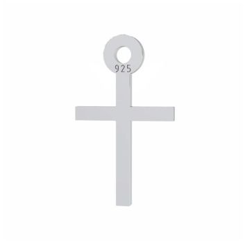 Cross pendant, sterling silver, LKM-3094 - 0,80 7x12 mm*RH - White Rhodium Plated