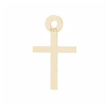 Cross pendant, sterling silver, LKM-3094 - 0,80 7x12 mm*18K - Light Yellow Gold Plated - 0,4 µm