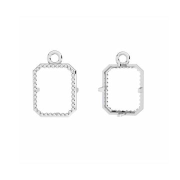 Pendant - setting for rectangle stones*sterling silver 925*RH - White Rhodium Plated