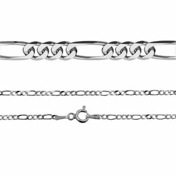 Figaro chain*sterling silver 925*RH - White Rhodium Plated