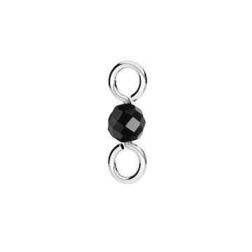 Pendant connector with natural black stone 3mm, silver 925, EL 40 3,5x10 mm