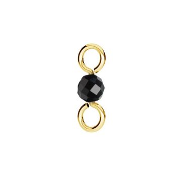 Pendant connector with natural black stone 3mm, silver 925, EL 40 3,5x10 mm*24K - Gold Plated - 0,4 µm