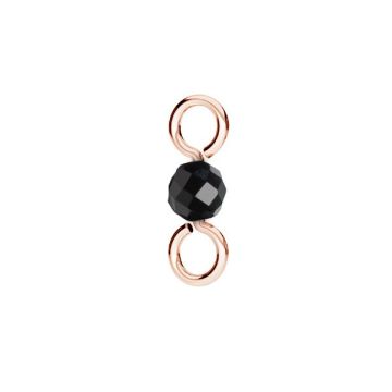 Pendant connector with natural black stone 3mm, silver 925, EL 40 3,5x10 mm*18K - Rose Gold Plated - 0,4 µm