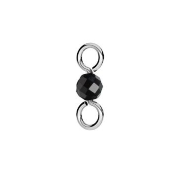 Pendant connector with natural black stone 3mm, silver 925, EL 40 3,5x10 mm*RH - White Rhodium Plated