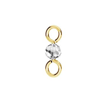 Pendant connector mountain crystal stone 3mm, silver 925, EL 42 3,5x10 mm*24K - Gold Plated - 0,4 µm