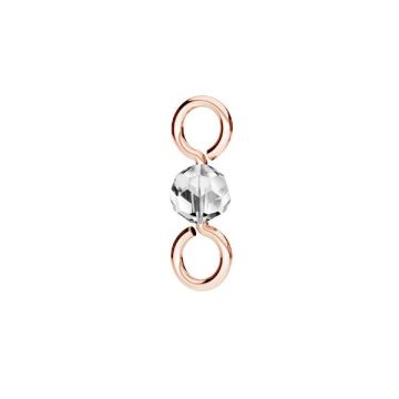 Pendant connector mountain crystal stone 3mm, silver 925, EL 42 3,5x10 mm*18K - Rose Gold Plated - 0,4 µm