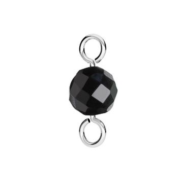 Pendant connector with natural black stone 6mm, silver 925, EL 44 6x13 mm