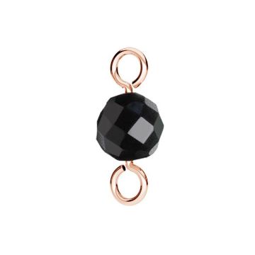 Pendant connector with natural black stone 6mm, silver 925, EL 44 6x13 mm*18K - Rose Gold Plated - 0,4 µm