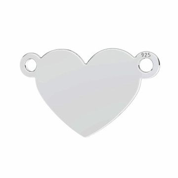 Heart pendant connector, sterling silver 925, LKM-3147 - 0,50 11x18 mm*PT - Platinum Plated