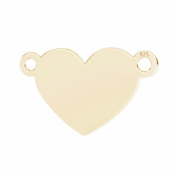 Heart pendant connector, sterling silver 925, LKM-3147 - 0,50 11x18 mm*18K - Light Yellow Gold Plated - 0,4 µm