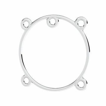 Round element, soldered jumprings, sterling silver 925, EL 48 25x25 mm*RH - White Rhodium Plated