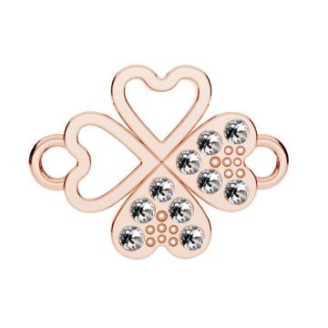 Clover pendant conncetor with GAVBARI crystals, sterling silver 925, CON 2 ODL-01074 ver.2 13x17 mm*18K - Rose Gold Plated - 0,4 µm