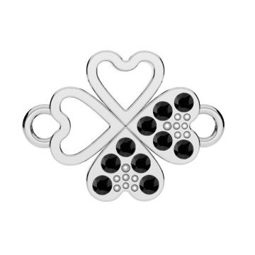 Clover pendant connector with GAVBARI crystals, sterling silver 925, CON 2 ODL-01074 ver.3 13x17 mm