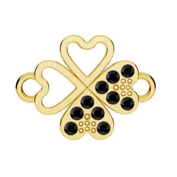 Clover pendant connector with GAVBARI crystals, sterling silver 925, CON 2 ODL-01074 ver.3 13x17 mm*24K - Gold Plated - 0,4 µm