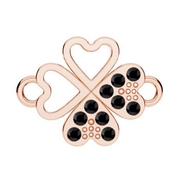 Clover pendant connector with GAVBARI crystals, sterling silver 925, CON 2 ODL-01074 ver.3 13x17 mm*18K - Rose Gold Plated - 0,4 µm