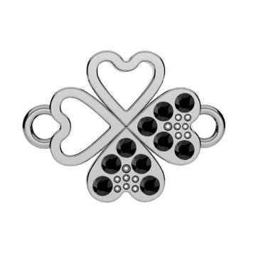 Clover pendant connector with GAVBARI crystals, sterling silver 925, CON 2 ODL-01074 ver.3 13x17 mm*PT - Platinum Plated