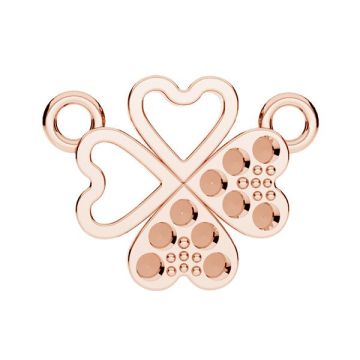 Clover pendant connector, crystals base, sterling silver 925, CON 2 ODL-01075 ver.1 13x17 mm (CHATON 1,5 MM GAVBARI CRYSTAL)*18K - Rose Gold Plated - 0,4 µm