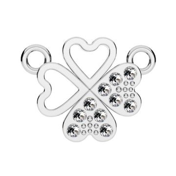 Clover pendant connector with GAVBARI crystals, sterling silver 925, CON 2 ODL-01075 ver.2 13x17 mm