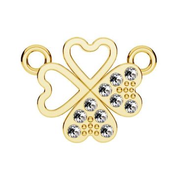 Clover pendant connector with GAVBARI crystals, sterling silver 925, CON 2 ODL-01075 ver.2 13x17 mm*24K - Gold Plated - 0,4 µm