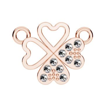 Clover pendant connector with GAVBARI crystals, sterling silver 925, CON 2 ODL-01075 ver.2 13x17 mm*18K - Rose Gold Plated - 0,4 µm