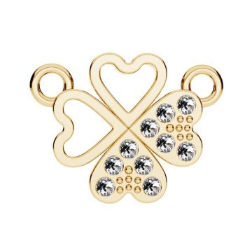 Clover pendant connector with GAVBARI crystals, sterling silver 925, CON 2 ODL-01075 ver.2 13x17 mm*18K - Light Yellow Gold Plated - 0,4 µm