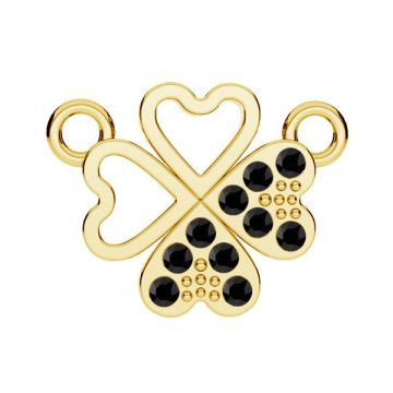 Clover pendant connector with GAVBARI crystals, sterling silver 925, CON 2 ODL-01075 ver.3 13x17 mm*24K - Gold Plated - 0,4 µm