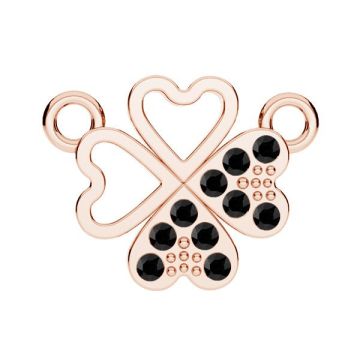 Clover pendant connector with GAVBARI crystals, sterling silver 925, CON 2 ODL-01075 ver.3 13x17 mm*18K - Rose Gold Plated - 0,4 µm