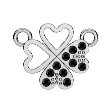 Clover pendant connector with GAVBARI crystals, sterling silver 925, CON 2 ODL-01075 ver.3 13x17 mm*RH - White Rhodium Plated