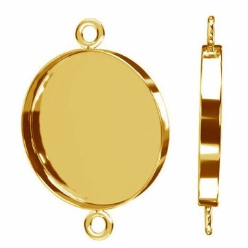 Round silver cabochon pendant connector, sterling silver 925, CON 2 FMG-R 3x20 mm*24K - Gold Plated - 0,4 µm