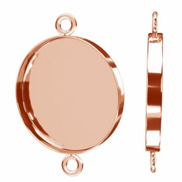 Round silver cabochon pendant connector, sterling silver 925, CON 2 FMG-R 3x20 mm*18K - Rose Gold Plated - 0,4 µm