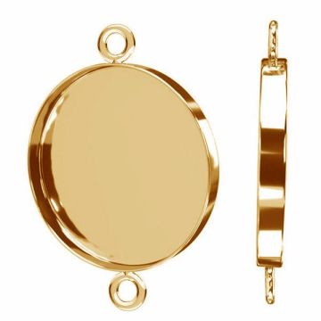 Round silver cabochon pendant connector, sterling silver 925, CON 2 FMG-R 3x20 mm*18K - Light Yellow Gold Plated - 0,4 µm