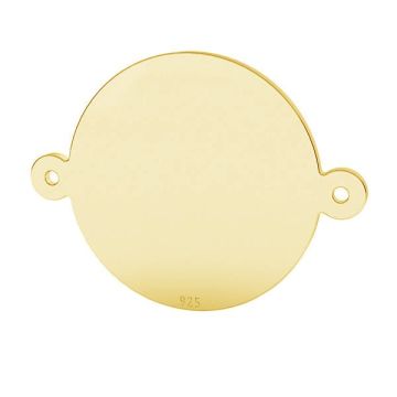 Round pendant connector tag 14 mm, sterling silver, LKM-2023 - 0,33 14x18,6 mm*24K - Gold Plated - 0,4 µm