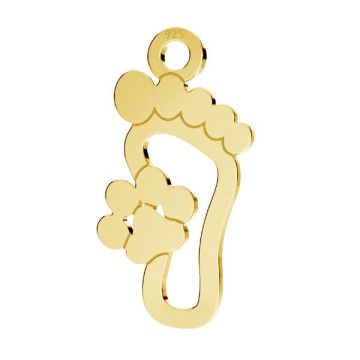 Dog paw pendant, never walk alone, sterling silver 925, LKM-3174-05 8,7x16,4 mm*24K - Gold Plated - 0,4 µm